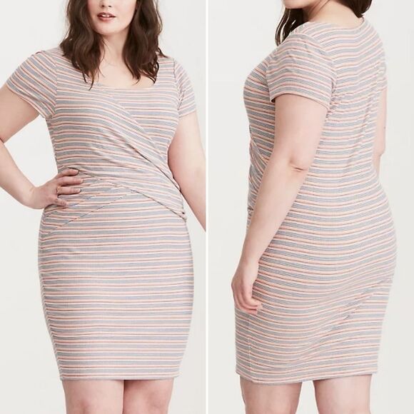 TORRID Multi Striped Ribbed Bodycon Dress 2X - Picture 9 of 9